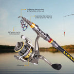 Lixada Carbon Fiber Telescopic Fishing Rod and Spinning Fishing Reel Combo Full Kit Fishing Tackle Carrier Bag Fishing Gear Set