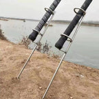 Adjustable Metal Fishing Rod Holder Sea Rod Double Bracket Steel Ground Insertion Fishing Rod Bracket Fish Supply