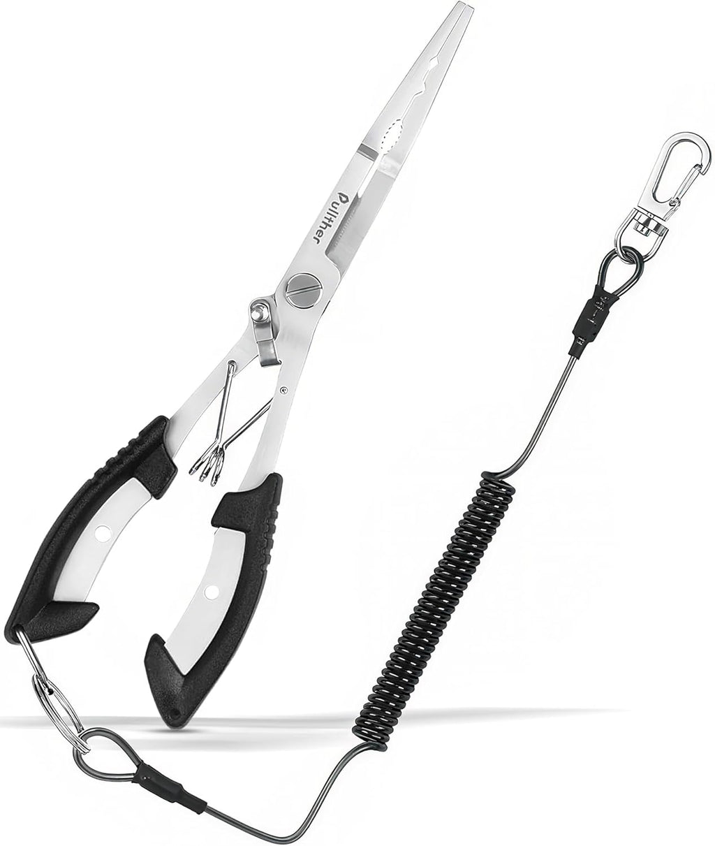Stainless Steel Fishing Pliers,Needle Nose Pliers Fishing,Fishing Pliers Hook Remover,Fishing Pliers Kit with Lanyard,Braid Cutter Rustproof Fishing Multitool for Saltwater Freshwater