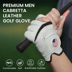 Golf Gloves Men Cabretta Leather with Ball Marker Value 2 Pack, Non Slip All Weather Grip for Left Hand Right Handed Golfer, Premium Mens Golf Glove Breathable