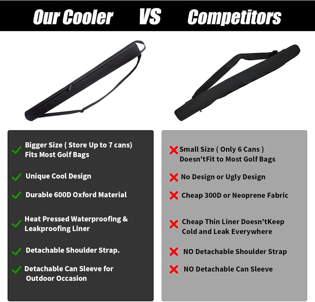 Golf Beer Sleeve, 7-Can Fully Insulated Golf Beer Sleeve, Golf Bag with Adjustable Straps and Waterproof Insulated Cooler to Keep Drinks Cool for Suitable for Outdoor Golf Courses, Camping, Hiking