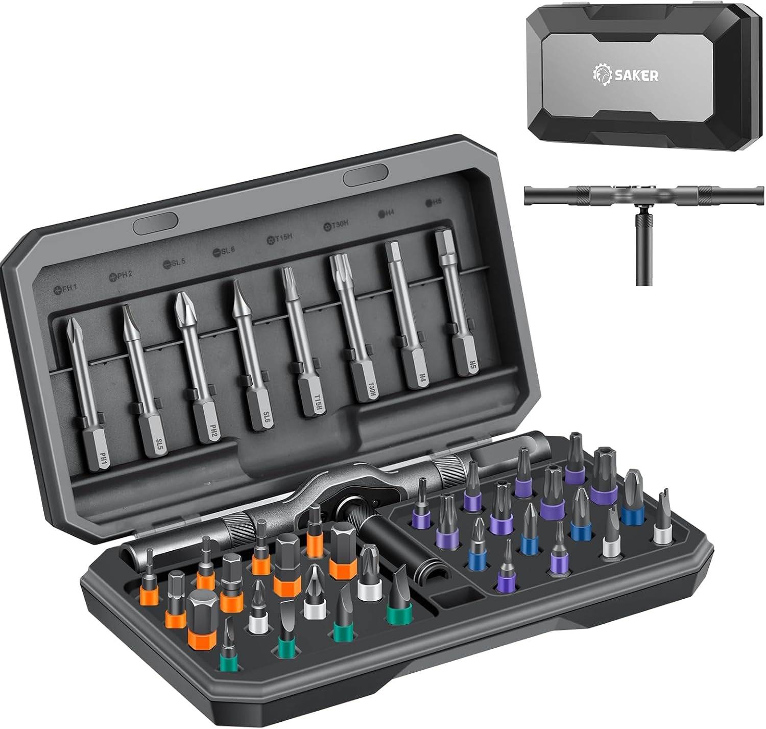42 in 1 Magnetic Screwdriver Set, Multi Bit Free Combination Ratchet Screwdriver Set Portable Repair Tool Kit for Gifts Furniture, Computer, Bicycle and DIY Grey