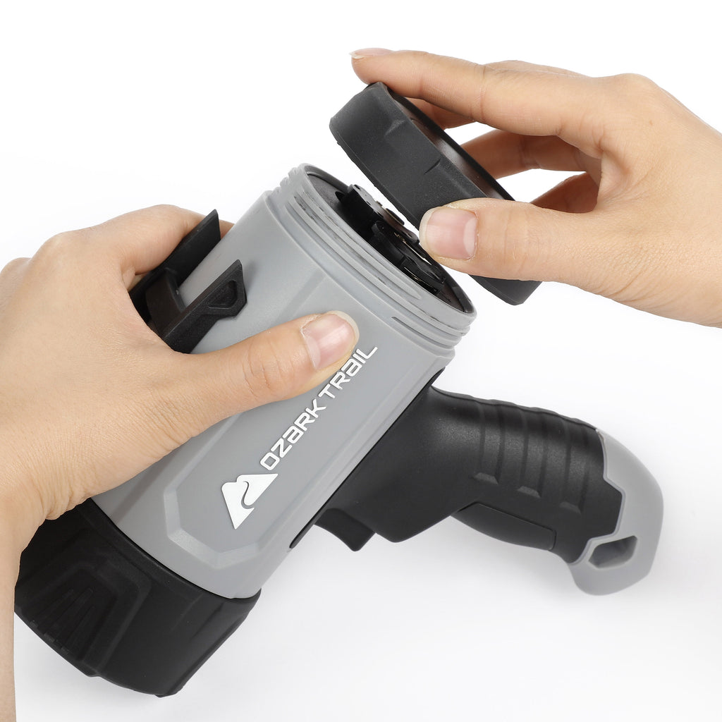 1000 Lumen LED Spotlight with Rubber Bumpers with Green Hunting Flashlight Light, AA Battery