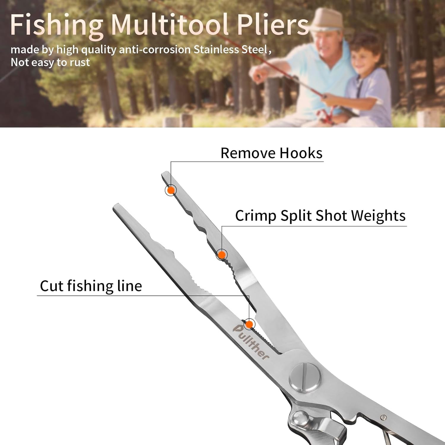 Stainless Steel Fishing Pliers,Needle Nose Pliers Fishing,Fishing Pliers Hook Remover,Fishing Pliers Kit with Lanyard,Braid Cutter Rustproof Fishing Multitool for Saltwater Freshwater