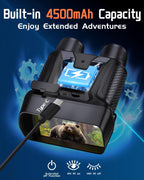 Night Vision Goggles, 4K Night Vision Binoculars for Adults 4.5'' HD Screen 32GB Card 8X Zoom for Photos and Videos, Christmas Outdoor Night Adventures and Wildlife Watching, Ideal Gifts for Men & Boy