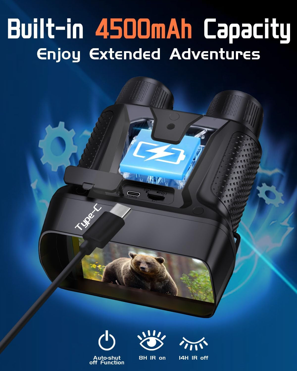 Night Vision Goggles, 4K Night Vision Binoculars for Adults 4.5'' HD Screen 32GB Card 8X Zoom for Photos and Videos, Christmas Outdoor Night Adventures and Wildlife Watching, Ideal Gifts for Men & Boy