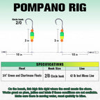 Pompano-Rigs-For-Surf-Fishing-Saltwater-Gear with Double Circle & Wide Gap Hook-6-Pack Surf Fishing Tackle