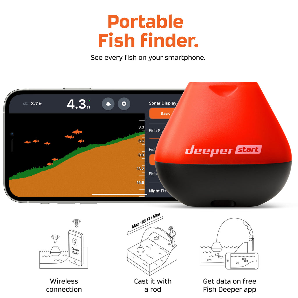 START Smart Fish Finder - Portable Fish Finder and Depth Finder for Recreational Fishing from Dock, Shore or Bank | Castable  Fish Finder with FREE User Friendly App | Phone Compatible…