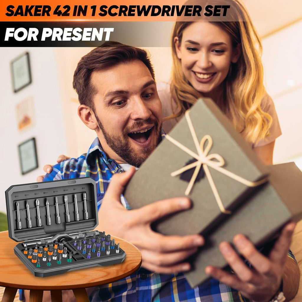 42 in 1 Magnetic Screwdriver Set, Multi Bit Free Combination Ratchet Screwdriver Set Portable Repair Tool Kit for Gifts Furniture, Computer, Bicycle and DIY Grey