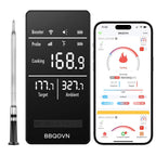 Smart Wifi Wireless Meat Thermometer, Sub-1G Long Range 1000FT, 7 NIST Certified Sensors in 1 Thin Probe ±0.5℉ Accuracy, Standalone Base with Large LCD for BBQ Grill Smoker Oven-Black