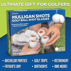 Mulligan Shots Golf Ball Shot Glasses with Lids - 12 Pack - Funny Golf Gifts for Men