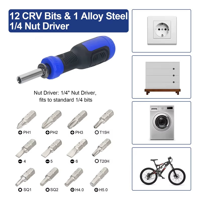 13 in 1 Screw Driver Set Telescopic Screwdriver Set Plum Blossom Cross Multifunctional Household Telescopic Mini Screwdriver