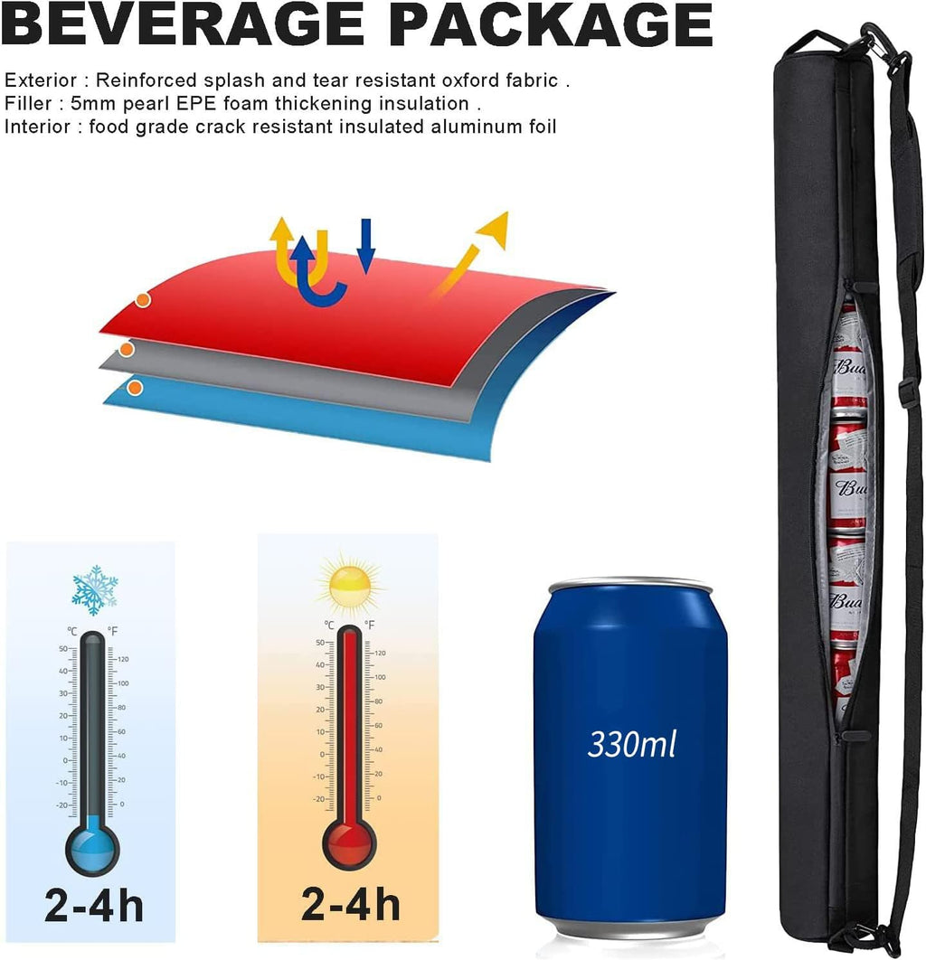 Golf Beer Sleeve, 7-Can Fully Insulated Golf Beer Sleeve, Golf Bag with Adjustable Straps and Waterproof Insulated Cooler to Keep Drinks Cool for Suitable for Outdoor Golf Courses, Camping, Hiking