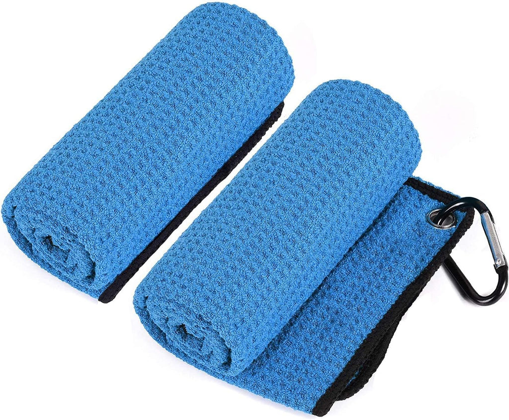 Golf Towel Set with Clip, Cleaning Brush & Accessories | 2 Golf Towels | Golf Gifts for Men, Women