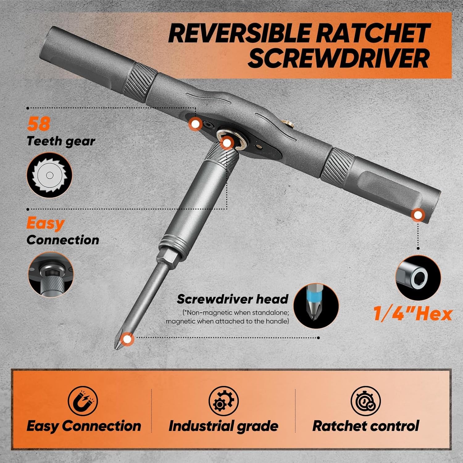 42 in 1 Magnetic Screwdriver Set, Multi Bit Free Combination Ratchet Screwdriver Set Portable Repair Tool Kit for Gifts Furniture, Computer, Bicycle and DIY Grey