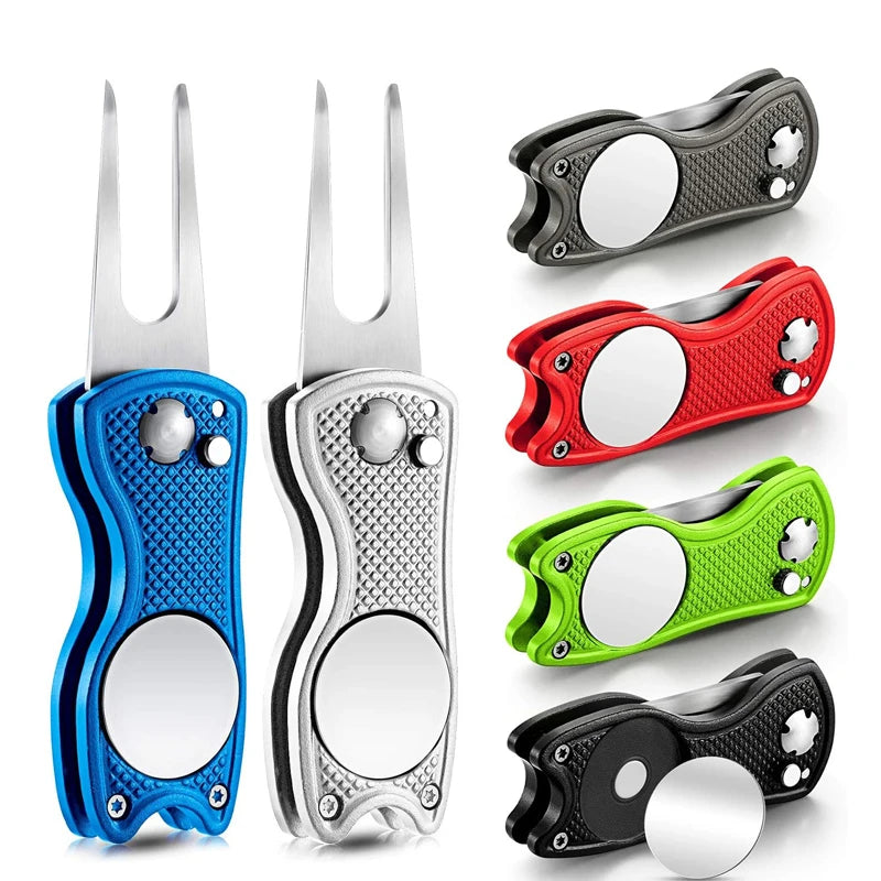 Lightweight Folding Golf Divot Tool with Ball Marker