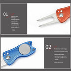 Lightweight Folding Golf Divot Tool with Ball Marker