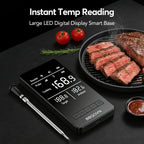 Smart Wifi Wireless Meat Thermometer, Sub-1G Long Range 1000FT, 7 NIST Certified Sensors in 1 Thin Probe ±0.5℉ Accuracy, Standalone Base with Large LCD for BBQ Grill Smoker Oven-Black