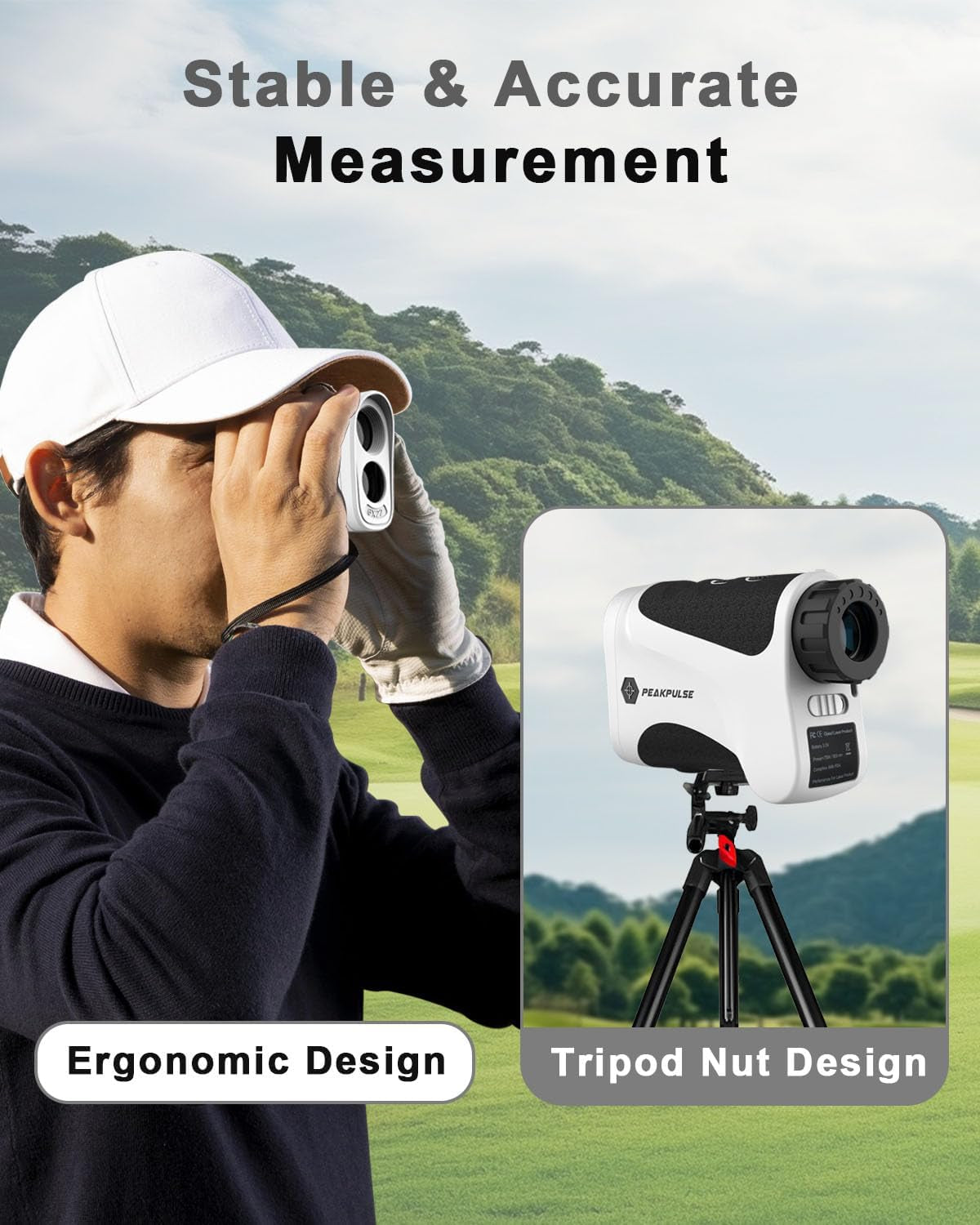 Golf Rangefinder 650/1200/1700 Yards Range Finder Golfing 6X Magnification 0.5 Yard Accuracy Flag Pin Lock Vibration Fast Focus High Clarity Display Easy to Use