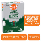 Deep Woods Insect Repellent Towelettes, Mosquito Repellent Wipes, 1 Pack, 12 Count