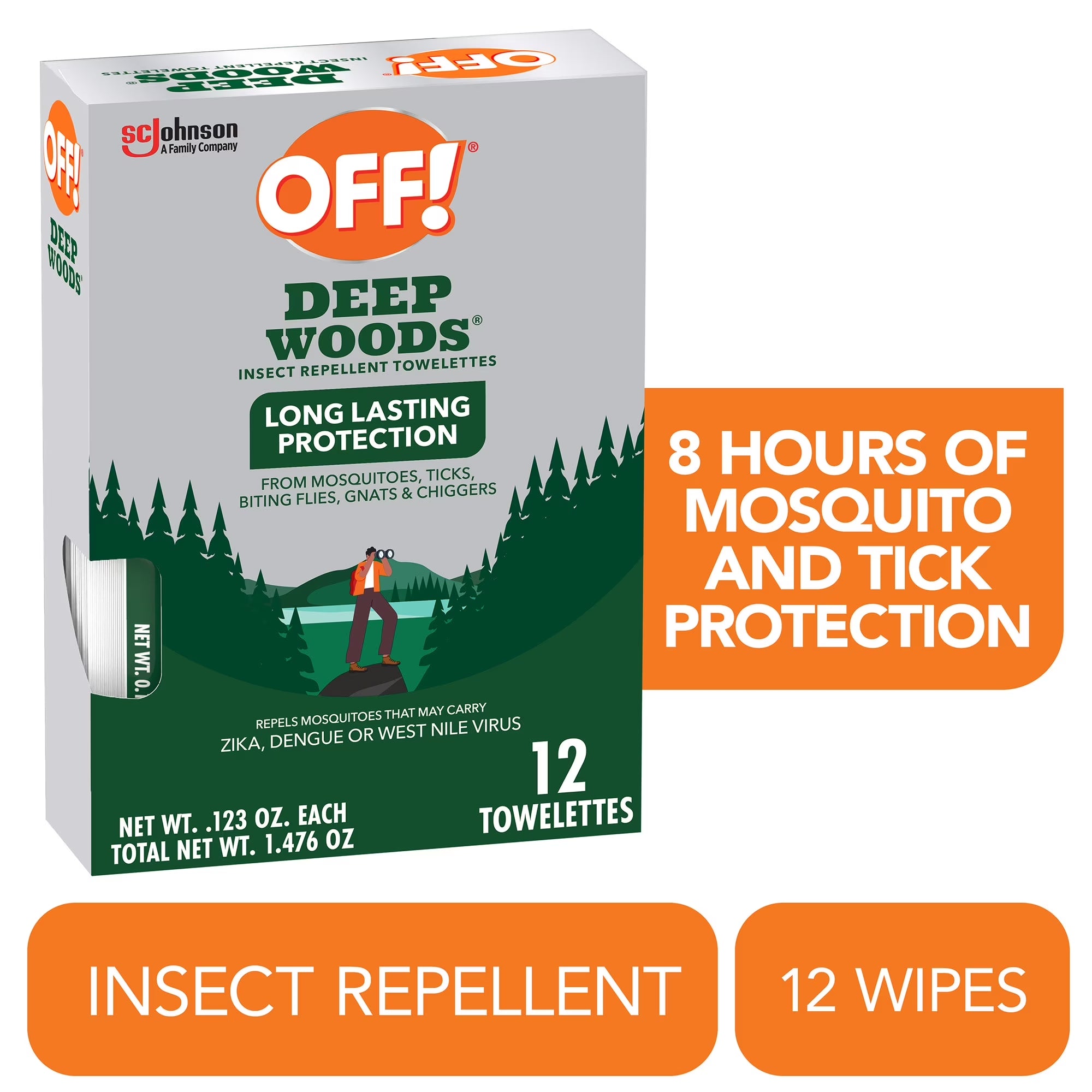 Deep Woods Insect Repellent Towelettes, Mosquito Repellent Wipes, 1 Pack, 12 Count