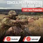 Hunting Face Mask Light Weight, Camo for Turkey, Bow, Deer, Duck, Goose, Coyote - Camouflage Gear for Men, Breathable Netting
