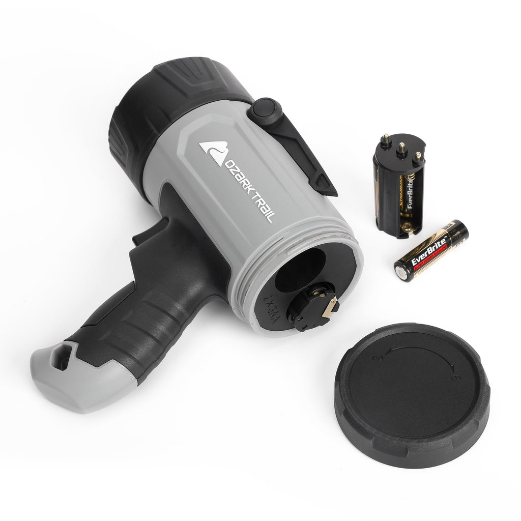 1000 Lumen LED Spotlight with Rubber Bumpers with Green Hunting Flashlight Light, AA Battery