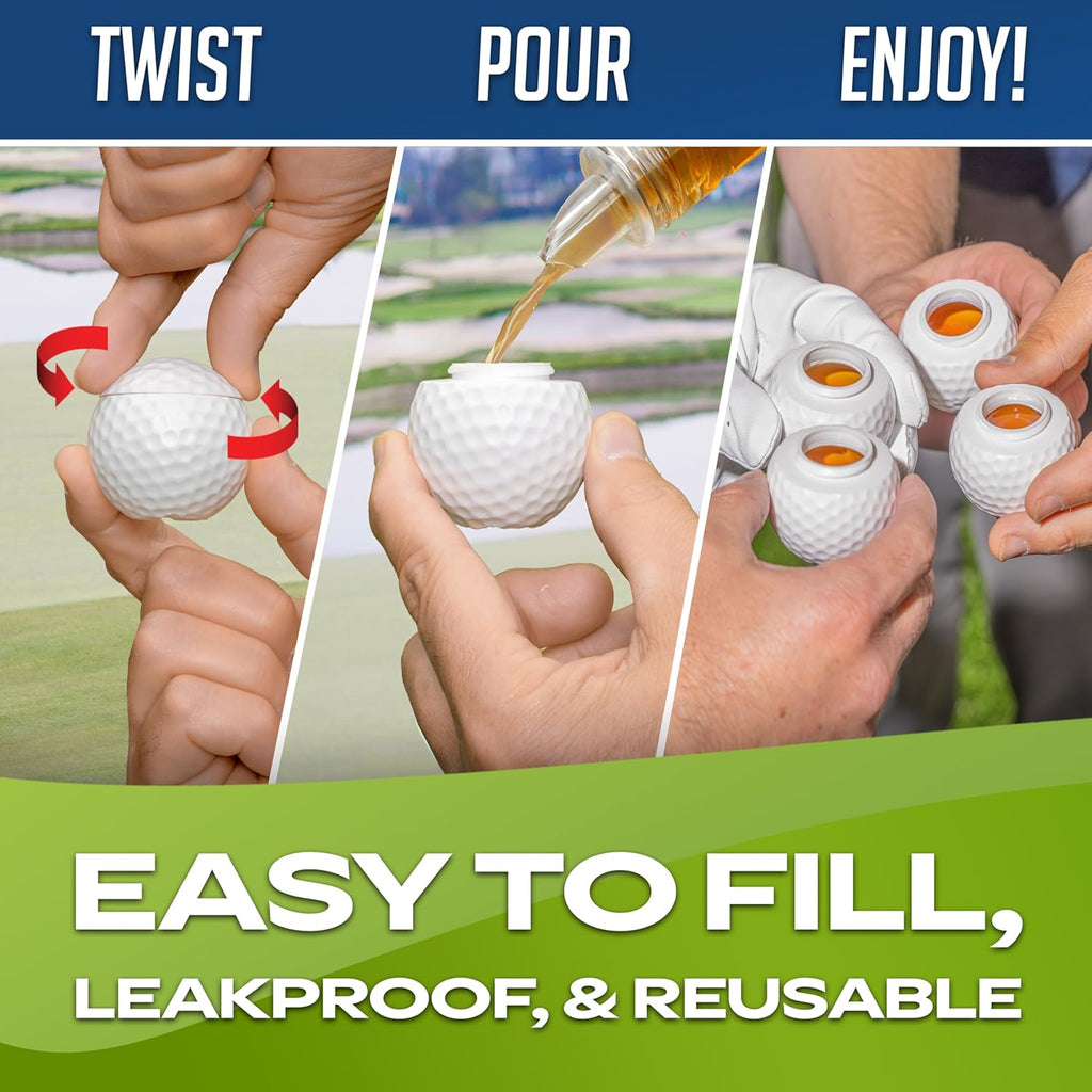 Mulligan Shots Golf Ball Shot Glasses with Lids - 12 Pack - Funny Golf Gifts for Men