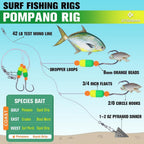 Pompano-Rigs-For-Surf-Fishing-Saltwater-Gear with Double Circle & Wide Gap Hook-6-Pack Surf Fishing Tackle