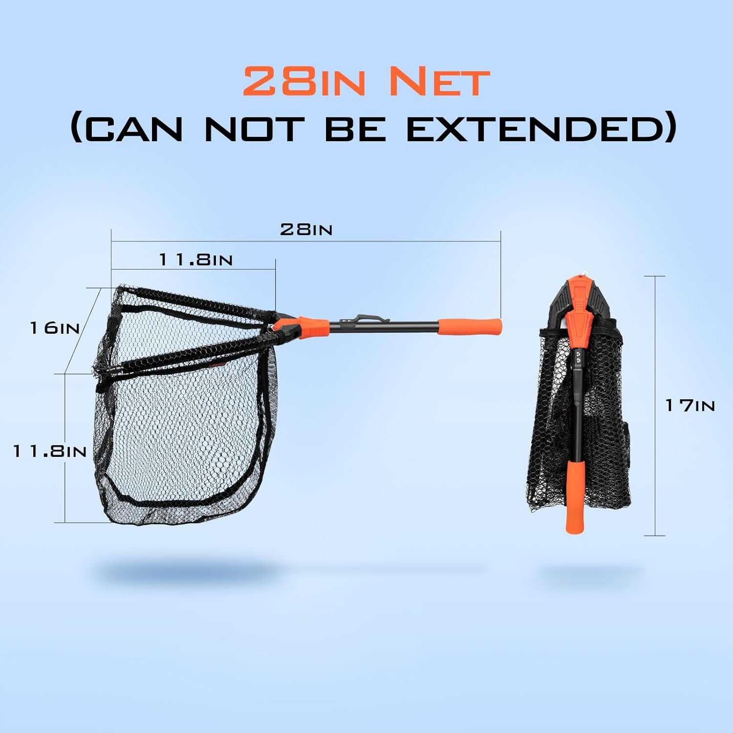 Pontus Fishing Net, Foldable & Lightweight Landing Net with Built in Length Scale, Strength Aluminum Handle, Fishing Gear and Gift for Men