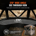 Hunting Shelter, 270° Visibility Ground Shelter, 1-2 Person Quick Setup Hunting Hideout with Transport Bag, Durable Outdoor Hunting Hub, 3 Side Windows for Turkey and Deer Stalking