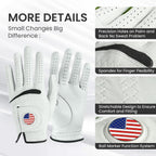 Golf Gloves Men Cabretta Leather with Ball Marker Value 2 Pack, Non Slip All Weather Grip for Left Hand Right Handed Golfer, Premium Mens Golf Glove Breathable